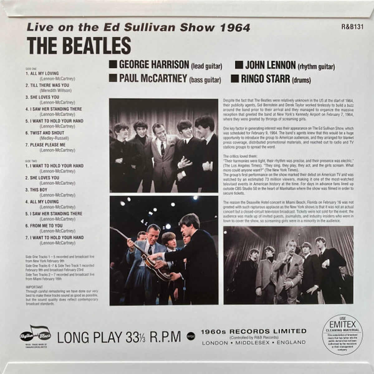 THE BEATLES Ed Sullivan Show 1964 (LP)