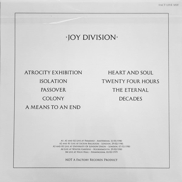 JOY DIVISION Closer Live (LP)