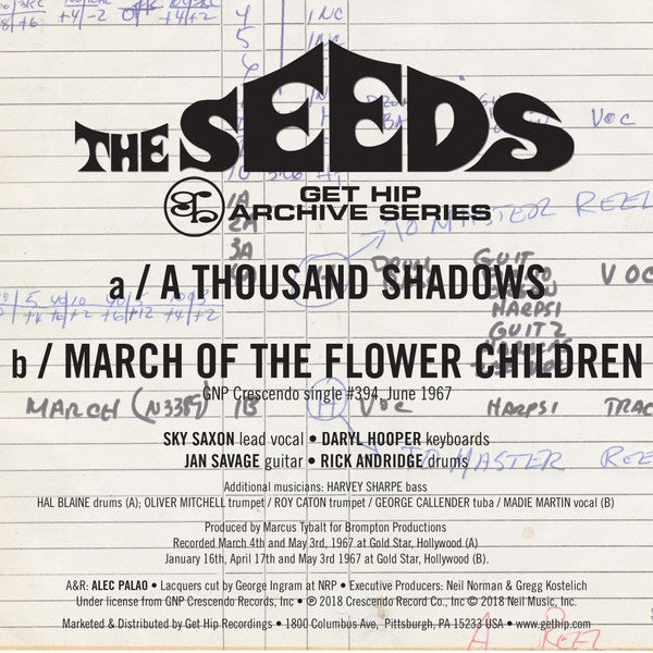 THE SEEDS A Thousand Shadows (7")