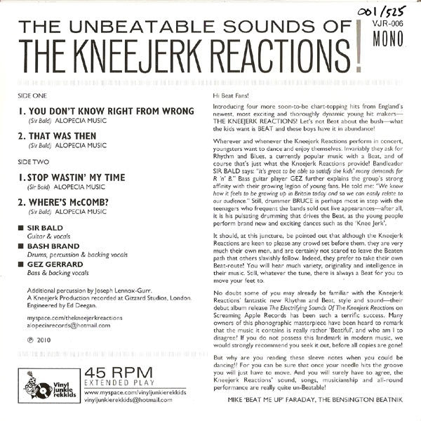THE KNEEJERK REACTIONS The Unbeatable Sounds Of (7")