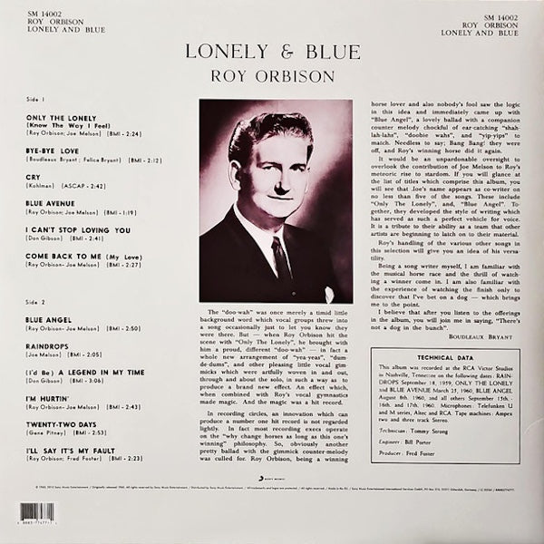 ROY ORBISON Sings Lonely And Blue (LP)