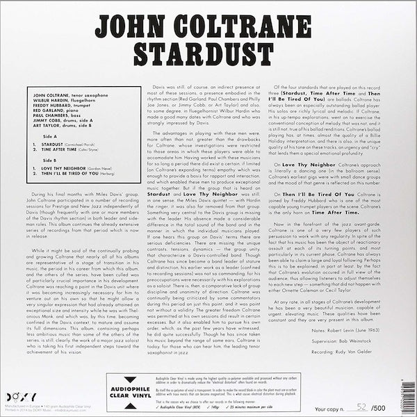 JOHN COLTRANE Stardust (LP)