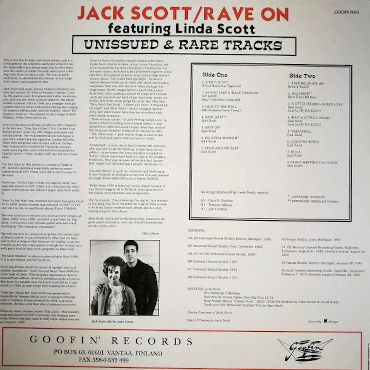 JACK SCOTT Rave On (LP)