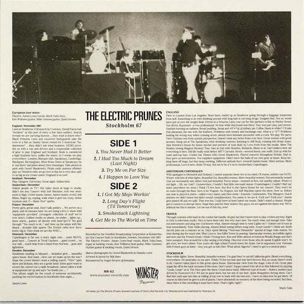 THE ELECTRIC PRUNES Stockholm 67 (LP)