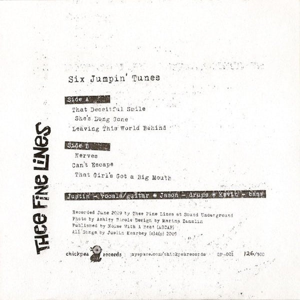 THEE FINE LINES Six Jumpin' Tunes (7")