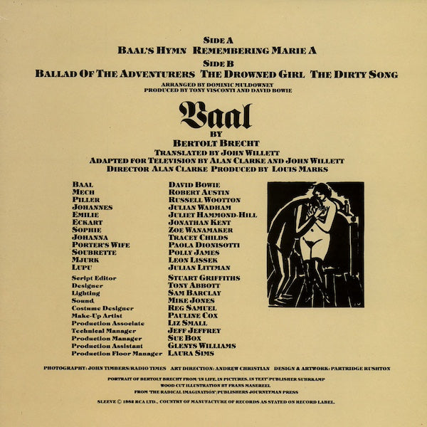 DAVID BOWIE In Bertolt Brecht's Baal (10")