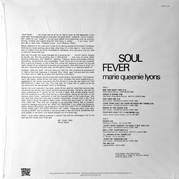 MARIE QUEENIE LYONS Soul Fever (LP)