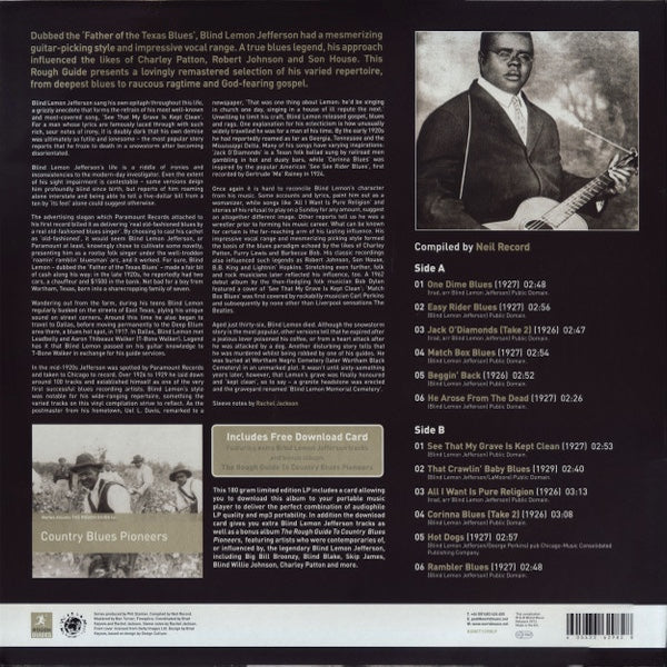 BLIND LEMON JEFFERSON The Rough Guide To Blues Legends: Blind Lemon Jefferson (LP)
