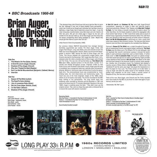 BRIAN AUGER, JULIE DRISCOLL AND THE TRINITY BBC Broadcasts 1966-68 (LP)