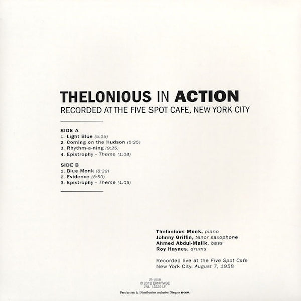 THELONIOUS MONK QUARTET Thelonious In Action (LP)