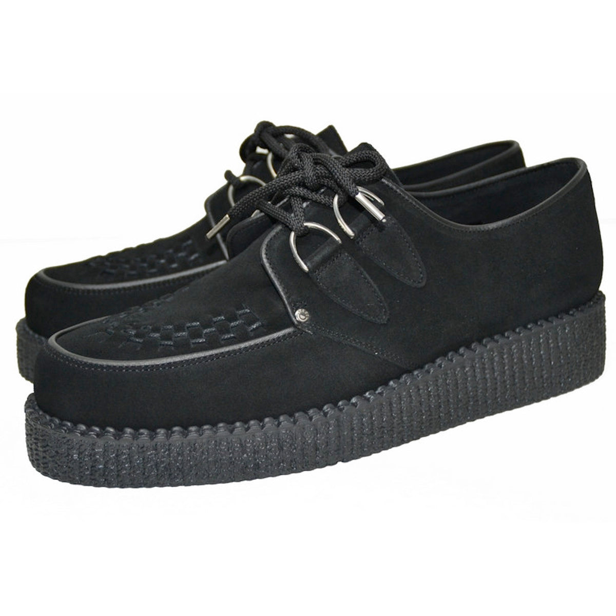 Creepers suela baja cordones ante negro